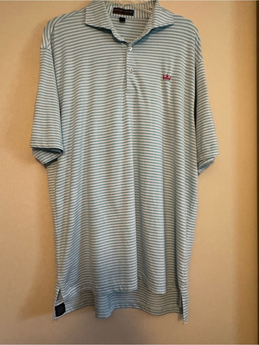 Peter Millar Light Blue & White Striped Polo